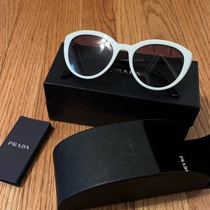 Prada SPR 02V white and black cateye sunglasses